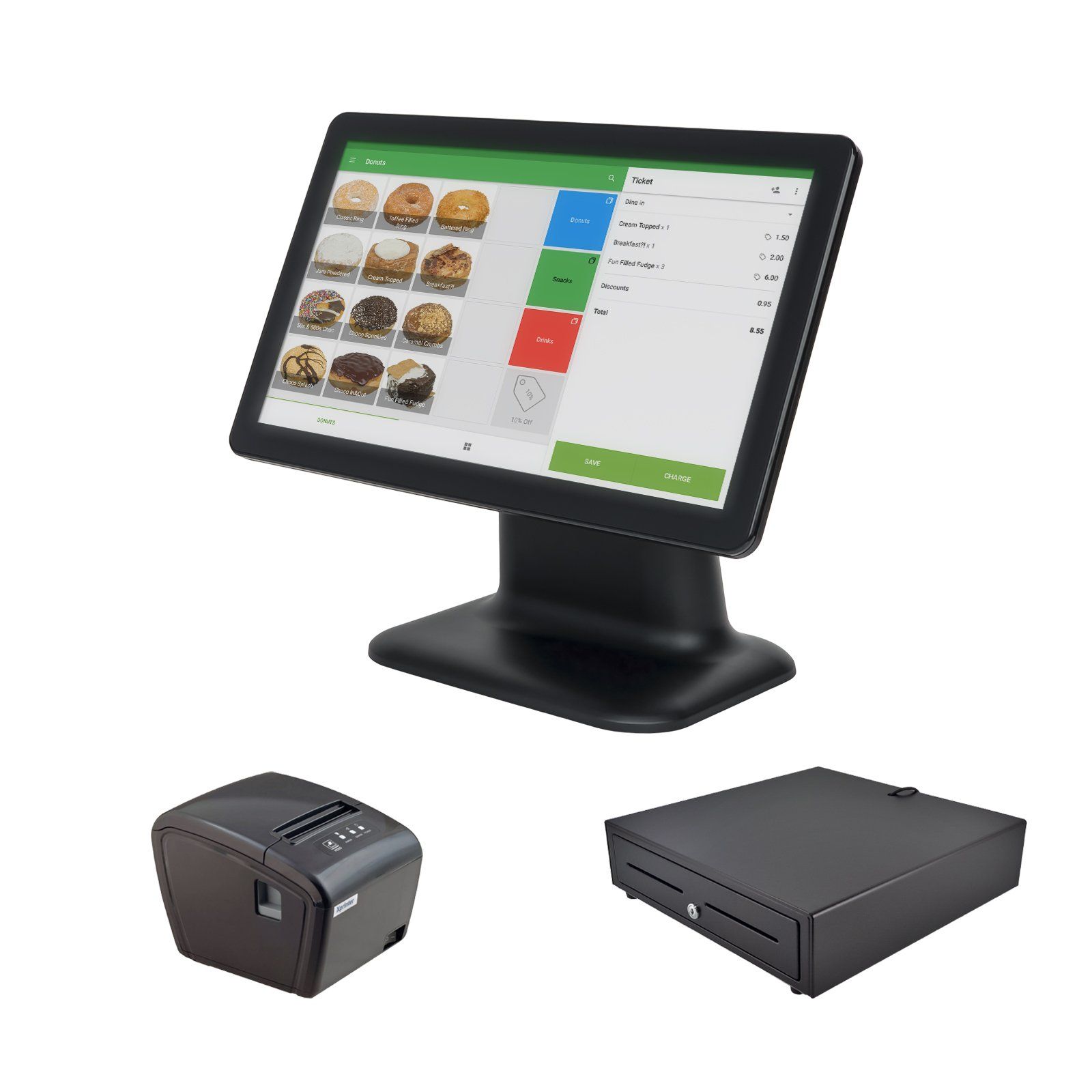 Zonerich Loyverse POS Bundle Terminal, Printer, Cash Drawer, Free Software & Card Payments