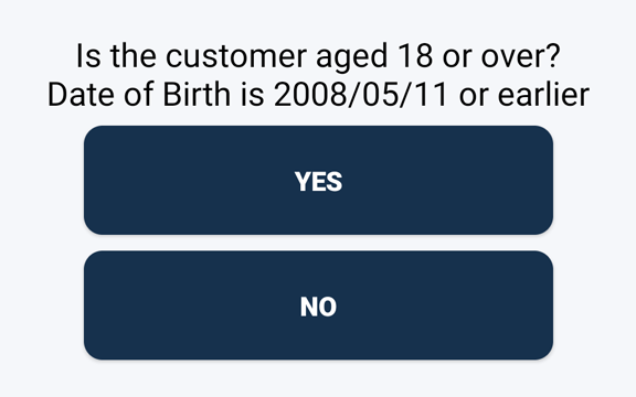 Age verification prompt screen